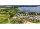 Beautiful aerial view of lakeside homes with docks and lush green surroundings offering serene waterfront living at 3404 Shallow Cove Ln, Clermont, FL 34711