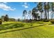 Expansive green backyard with a brick walkway to water feature at 3404 Shallow Cove Ln, Clermont, FL 34711