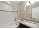 Bright bathroom with white tiled shower and granite vanity top at 116 Morning Glory Dr, Lake Mary, FL 32746
