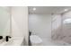 Bathroom featuring a soaking tub, walk-in shower, and quartz countertops at 15621 Sw 37Th Cir, Ocala, FL 34473