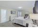 Spacious bedroom with neutral tones, modern furnishings, including a bed and television at 2850 Bookmark Dr, Kissimmee, FL 34746
