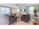 Comfortable living room with modern decor, stylish sofas, large windows, and a sleek TV mounted on the wall at 2850 Bookmark Dr, Kissimmee, FL 34746