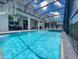 Inviting screened-in pool area with basketball hoop, in-ground pool, and comfortable outdoor seating and dining at 2850 Bookmark Dr, Kissimmee, FL 34746