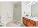 Bathroom features walk-in shower, single vanity, and tiled flooring at 4114 Breakview Dr # 110, Orlando, FL 32819