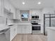 Modern white kitchen with stainless steel appliances, plenty of cabinets and breakfast bar, perfect for cooking at 458 Spring Ln, Ocala, FL 34472