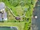 Overhead view of yard with walking path, park, and lake with dock at 6905 Cucamelon Ct, Windermere, FL 34786