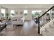 Bright, open-concept living room with hardwood floors, modern decor, and a view to the outdoors at 6905 Cucamelon Ct, Windermere, FL 34786