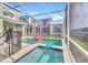 Inviting pool and spa in a screened enclosure, perfect for outdoor enjoyment at 9175 Sommerset Hills Dr, Davenport, FL 33896