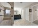 Modern bathroom with a walk-in shower and double doors leading to the outside at 1270 Fountain Coin Loop, Orlando, FL 32828