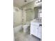 Updated bathroom with white subway tile, marble countertops, and stainless steel hardware at 1528 Langham Ter, Lake Mary, FL 32746