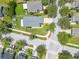 Aerial view of a home with a well-maintained lawn, mature trees, and surrounding neighborhood at 1531 Tiverton Blvd, Winter Garden, FL 34787