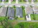 Aerial view of homes with backyard pools and patios, showcasing a well-maintained neighborhood at 17860 Passionflower Cir, Clermont, FL 34714