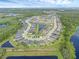 Aerial view of a community featuring residential homes, ponds, natural scenery, and manicured landscaping at 17860 Passionflower Cir, Clermont, FL 34714
