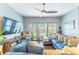 Cozy living room with a sectional sofa, large TV, and ample natural light at 2031 Gloria Oak Ct, Orlando, FL 32820