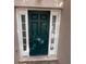 Close up of the front door of a home with decorative sidelights and an electronic keypad at 266 Vervain Ave, Davenport, FL 33837