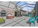 Covered patio with hot tub and outdoor seating, surrounded by a screened enclosure at 328 Fairfield Dr, Sanford, FL 32771