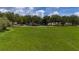 Vacant lot with green grass, tall trees, cloudy skies, and houses in the distance at 9517 San Fernando Ct, Howey In The Hills, FL 34737