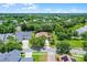 Aerial view of a charming single-story home, complemented by a lush green yard and mature trees in a tranquil setting at 13943 Caywood Pond Dr, Windermere, FL 34786