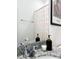 Bathroom featuring a granite countertop, vanity mirror, and colorful shower curtain at 15071 Guava Bay Dr, Winter Garden, FL 34787