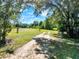 Long, tree-lined driveway leads to a serene, grassy property under a blue sky at 187 N Samsula Dr, New Smyrna Beach, FL 32168