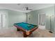Recreation room featuring a billiard table and ceiling fan at 2560 Hayden Valley Street, Apopka, FL 32703