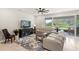 Open-concept living room with comfortable seating and access to the outdoor patio with scenic views at 5065 Sparkling Water Way, Kissimmee, FL 34746