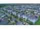 Overhead shot of a modern residential area with neatly arranged homes along tree-lined streets at 9069 Pinch Shot Dr, Winter Garden, FL 34787
