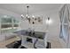 Well lit dining room with a modern table, stylish chairs, decorative art, and window with blinds at 1649 Weybridge St, Deltona, FL 32725