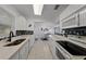 Clean kitchen featuring white cabinetry, modern appliances, decorative tiled backsplash and tile flooring at 1649 Weybridge St, Deltona, FL 32725
