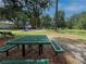 Community playground with picnic tables and bench seating surrounded by mature trees at 165 Fig Tree Run, Longwood, FL 32750