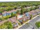 Aerial view of a complex with a swimming pool, parking lot, and plenty of trees and green space at 2739 N Poinciana Blvd # 77, Kissimmee, FL 34746