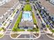 Birds eye view of a community pool featuring chairs, a small building, and street access at 461 Diamond Dove Cv, Winter Springs, FL 32708