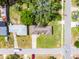 Aerial view of a single Gathering home with a well maintained yard on a sunny day at 500 E Gottsche Ave, Eustis, FL 32726