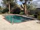 Refreshing backyard pool surrounded by lush landscaping and mature palm trees at 8647 Black Mesa Dr, Orlando, FL 32829
