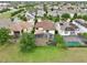 Beautiful aerial view of backyard screened enclosures, greenery, and neighborhood ambiance at 8752 Lookout Pointe Dr, Windermere, FL 34786