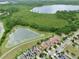 Aerial view of homes near a pond, showcasing community layout and natural surroundings at 8752 Lookout Pointe Dr, Windermere, FL 34786
