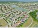 An aerial shot of homes, featuring water views, community landscaping, and well-maintained lawns at 8752 Lookout Pointe Dr, Windermere, FL 34786