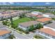 Wide aerial view showcasing a residential community with lush landscaping, modern townhomes, and well-maintained green spaces at 10120 Sunnifa Aly, Orlando, FL 32832
