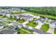 Bird's eye view of a community with a picturesque pond and lush trees at 16436 Fernridge St, Clermont, FL 34714