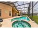 Beautiful pool and spa within a screened enclosure, complete with patio furniture for outdoor living at 214 Paloma Dr, Davenport, FL 33837