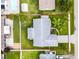Aerial view of the property showcasing the home's layout and spacious, well-maintained yard at 2932 Carriage Dr, South Daytona, FL 32119
