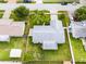 Aerial view of the property showing the house and its large, grassy, and fenced backyard at 2932 Carriage Dr, South Daytona, FL 32119