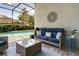 Relaxing screened-in patio with comfortable seating and a view of the sparkling pool at 15521 Sandfield Loop, Winter Garden, FL 34787