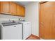 Functional laundry room with Maytag washer and dryer, complemented by overhead storage cabinets and a tidy layout at 2190 Northland Rd, Mount Dora, FL 32757