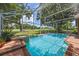 An in-ground pool and hot tub are protected by screens and surrounded by lush greenery at 6631 Crenshaw Dr, Orlando, FL 32835