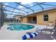 A stunning screened-in pool with lounge chairs offers a perfect spot for outdoor relaxation and entertainment at 9110 Stromboli Ct, Kissimmee, FL 34747