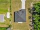 Straight down aerial view of the home with dark roof surrounded by green lawn and privacy trees at 15684 Sw 37Th Cir, Ocala, FL 34473