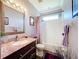 Bathroom featuring a vanity with a marbled countertop, toilet, and shower with tub at 1602 Presidio Dr, Clermont, FL 34711