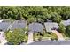 Wide aerial shot of a neighborhood featuring well-maintained homes surrounded by verdant trees and greenery at 2342 Northumbria Dr, Sanford, FL 32771