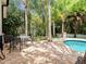 Cozy patio area with outdoor dining set next to the inviting swimming pool at 2342 Northumbria Dr, Sanford, FL 32771